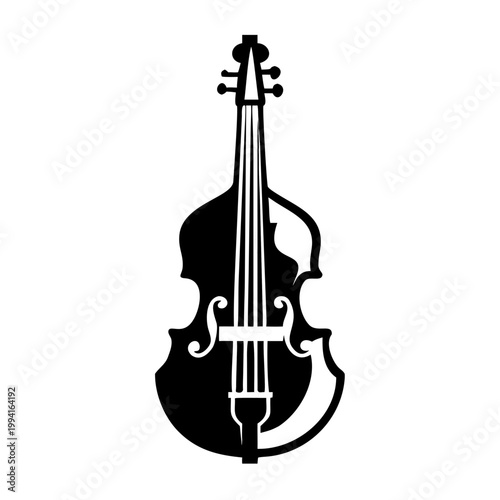 electric double bass modern upright string instrument icon illustration for jazz music performance and stage design