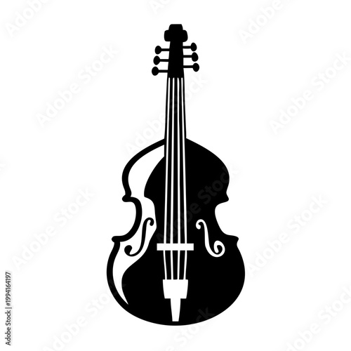 electric double bass modern upright string instrument icon illustration for jazz music performance and stage design