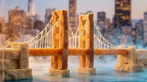 Cheese Bridge: Golden Gate Sculpture Made from Cheddar and Cheese Sticks