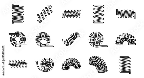 collection of various spring coil outlines wire spring helix and spiral shapes
