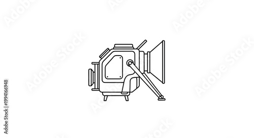 Minimalist Line Art Illustration of a Professional Film Camera
