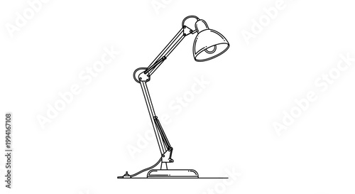 Minimalist Line Art Illustration of an Adjustable Desk Lamp