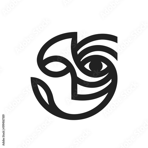 “Abstract Face Silhouette Circular Illustration”