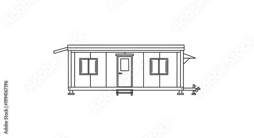 Minimalist Line Drawing of a Portable Tiny House Trailer