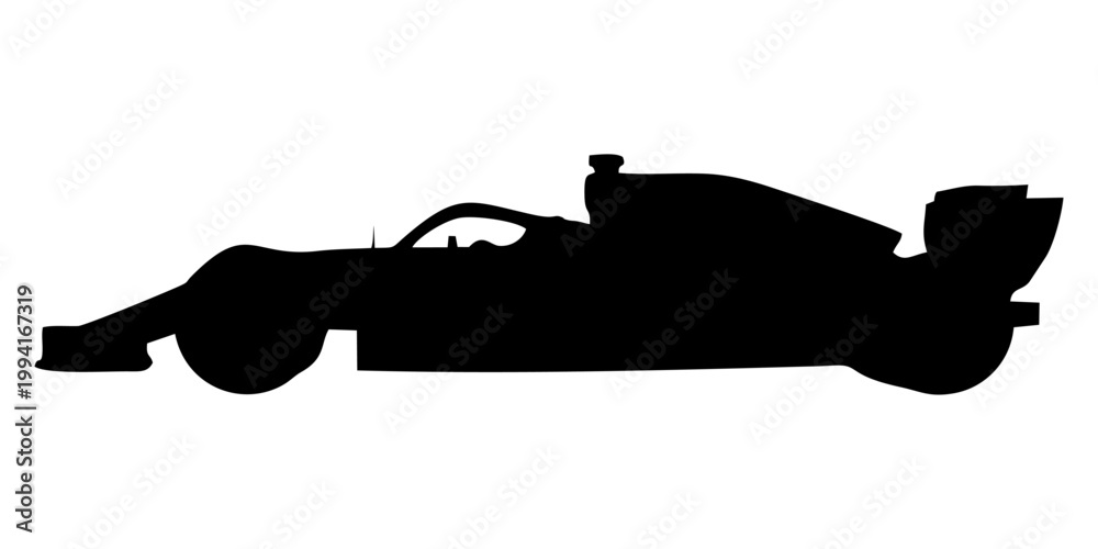 Fototapeta premium silhouette of a formula one car on a white background