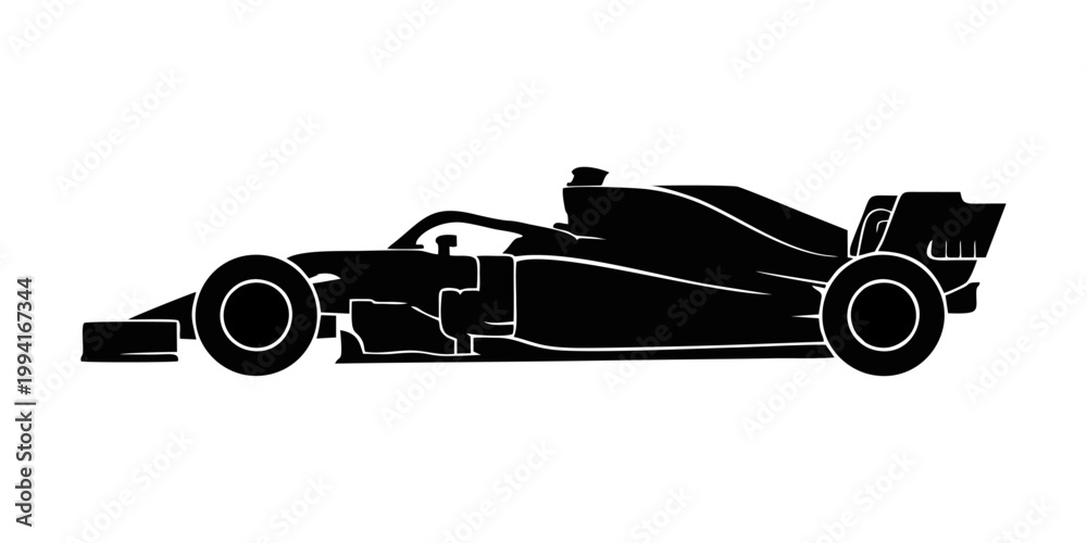 Fototapeta premium silhouette of a formula one car on a white background