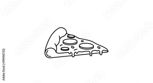 Simple Hand Drawn Pizza Slice Line Art Icon