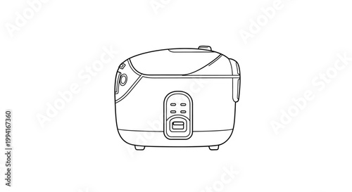 Simple Line Art Illustration of a Rice Cooker
