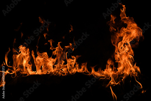 Quadro em tela Texture of fire on a black background