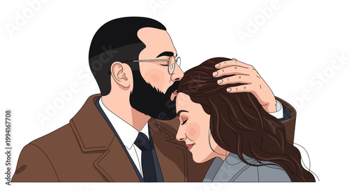 Tender moment between a man and woman in an intimate indoor setting with love and care