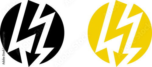 Lightning bolt icon set. Thunderbolt symbol. Flash light sign. Electric power vector energy logo. Lightning symbol. Energy and thunder electricity symbol. Power or fast speed icon.