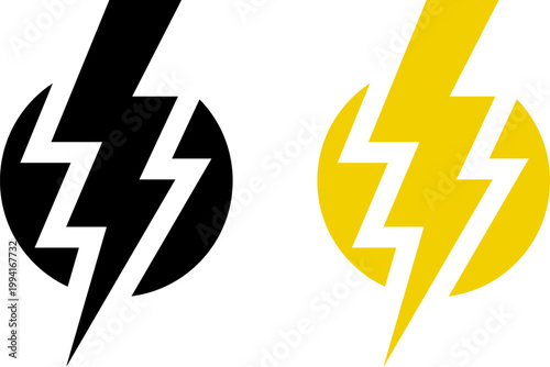 Lightning bolt icon set. Thunderbolt symbol. Flash light sign. Electric power vector energy logo. Lightning symbol. Energy and thunder electricity symbol. Power or fast speed icon.