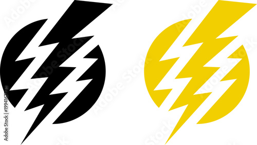 Lightning bolt icon set. Thunderbolt symbol. Flash light sign. Electric power vector energy logo. Lightning symbol. Energy and thunder electricity symbol. Power or fast speed icon.