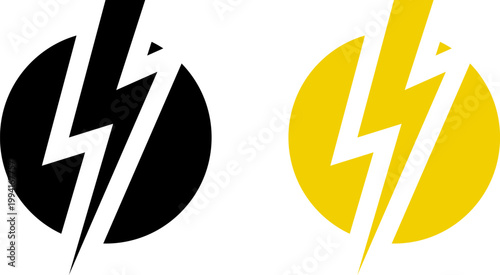 Lightning bolt icon set. Thunderbolt symbol. Flash light sign. Electric power vector energy logo. Lightning symbol. Energy and thunder electricity symbol. Power or fast speed icon.