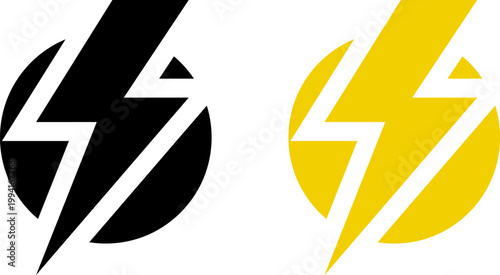 Lightning bolt icon set. Thunderbolt symbol. Flash light sign. Electric power vector energy logo. Lightning symbol. Energy and thunder electricity symbol. Power or fast speed icon.