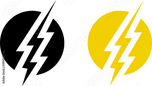 Lightning bolt icon set. Thunderbolt symbol. Flash light sign. Electric power vector energy logo. Lightning symbol. Energy and thunder electricity symbol. Power or fast speed icon.
