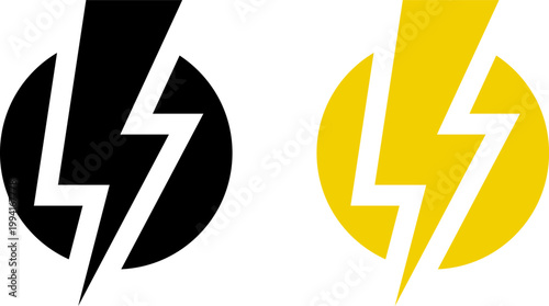 Lightning bolt icon set. Thunderbolt symbol. Flash light sign. Electric power vector energy logo. Lightning symbol. Energy and thunder electricity symbol. Power or fast speed icon.