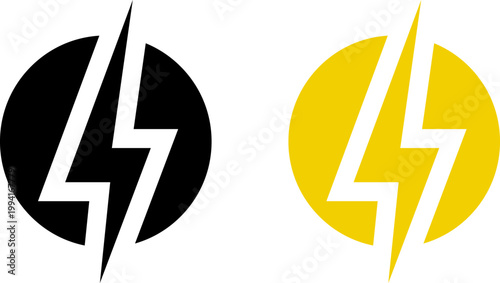 Lightning bolt icon set. Thunderbolt symbol. Flash light sign. Electric power vector energy logo. Lightning symbol. Energy and thunder electricity symbol. Power or fast speed icon.