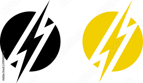 Lightning bolt icon set. Thunderbolt symbol. Flash light sign. Electric power vector energy logo. Lightning symbol. Energy and thunder electricity symbol. Power or fast speed icon.