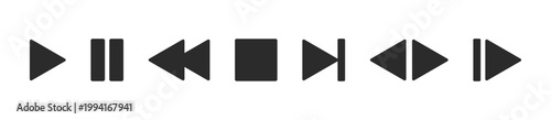 Set of buttons for media interface. play pause stop forward and backward buttons. vector illustration