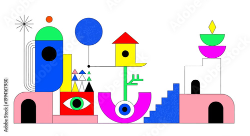 Vibrant abstract scene with hgfjd elements in a futuristic cityscape illustration