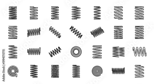 collection of various types of springs coiled metal springs for industry