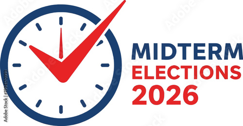 Midterm Election Countdown Clock Voting Deadline Concept Time to Vote Political Illustration, Adobe Illustrator Artwork