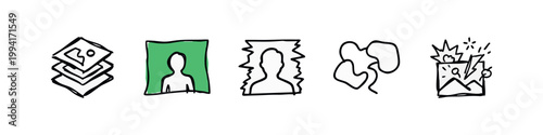 Hand Drawn Media Editing and Content Creation Icon Sketches