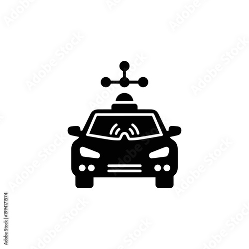 Autonomous vehicle, self-driving car, driverless transport, futuristic mobility icon isolated on White Background