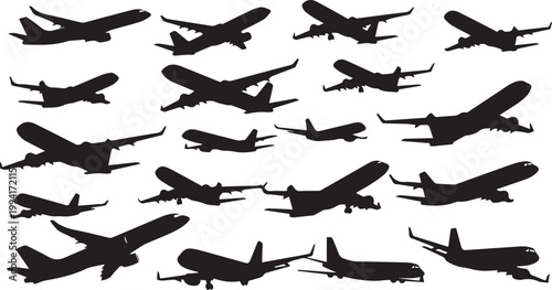 Airplane Silhouette Set for Aviation and Travel Design
