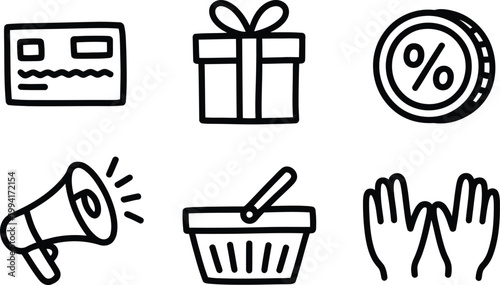 Hand Drawn Shopping Promo Icons Set