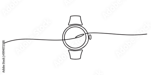 Watch icon continuous one line drawing outline.one line vector illustration on white background