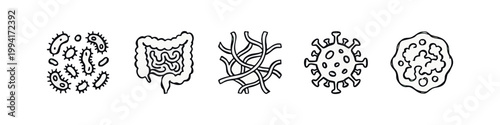 Biology and Human Gut Health Sketchy Icon Set