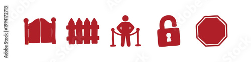 Red Security and Access Control Icon Set Solid Style