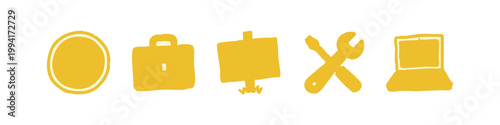Yellow Business and Work Icon Collection Solid Shapes