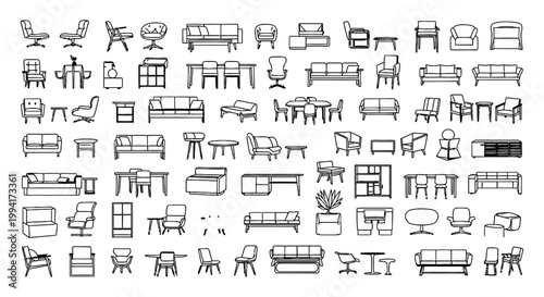 minimalist line art furniture icons for interior design and architectural floor plans a graphic resource for planning layouts