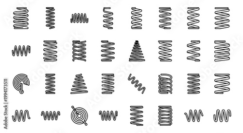 collection of various types of springs including compression and tension springs