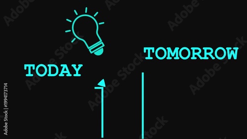 Lightbulb Moment Concept with Today and Tomorrow Roadmap idea inspiration.