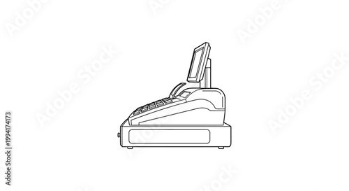 Line Art Illustration of a Modern Cash Register