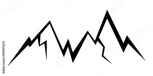 Simple mountain icon in black outline style, minimal and clean design ideal for nature themes, outdoor adventure, travel apps, maps, and modern UI graphic elements.