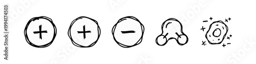 Schilderij op canvas Doodle Icons: Plus, Plus, Minus, Atoms, Cell