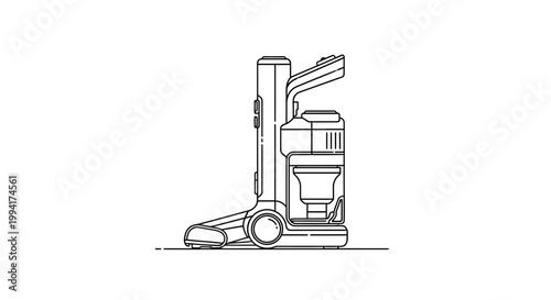 Minimalist Line Art Illustration of a Modern Cordless Vacuum Cleaner