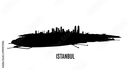 Istanbul Turkey City Skyline Silhouette Vector Illustration