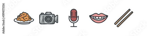 Food, Camera, Microphone, Mouth, Chopsticks Icons
