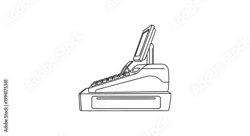 Minimalist Line Art Vector Illustration of a Modern Cash Register