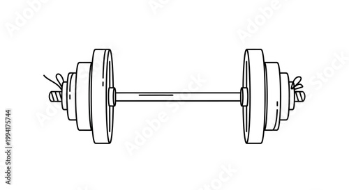 Simple Line Art Illustration of a Heavy Barbell for Strength Training