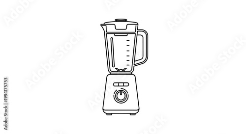 Simple Line Art Illustration of a Kitchen Blender Appliance