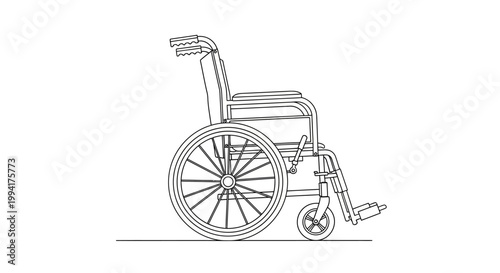 Simple Line Art Illustration of a Manual Wheelchair