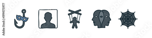 Social Engineering and Online Security Threats Icon Set