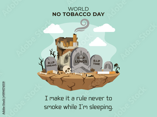Vector illustration for World No Tobacco Day highlighting the dangers of smoking and promoting a smoke-free lifestyle